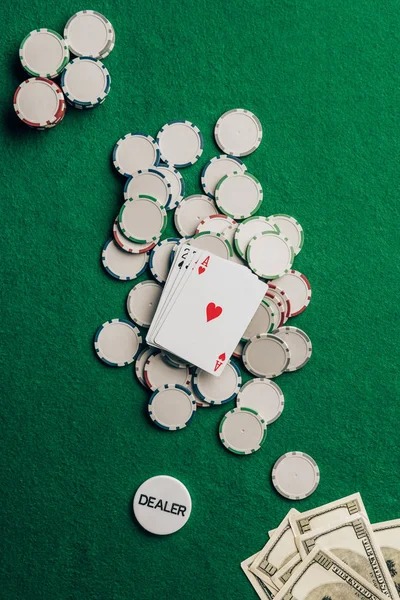 Poker table layout at nagita188 showing dealer position and chip stacks
